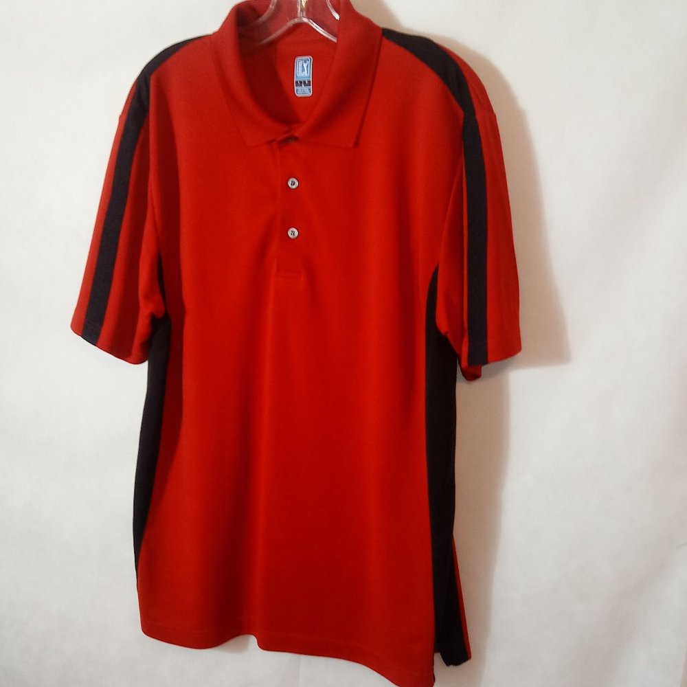 PGA Tour Polo GOLF shirt red/black large